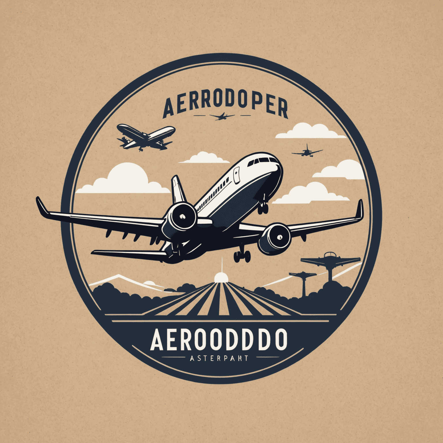 Aerodoper logo featuring a stylized airplane and runway