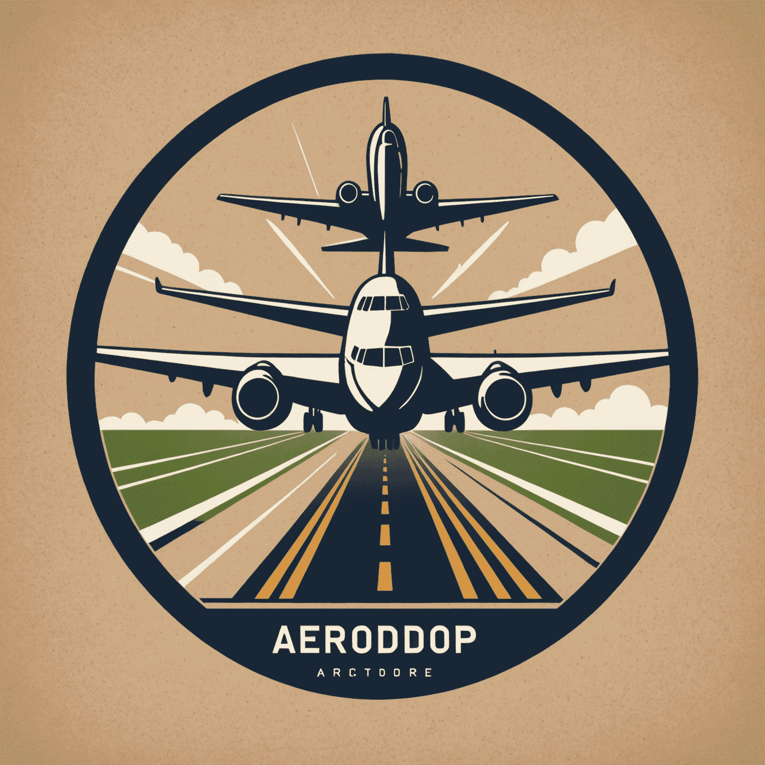 Aerodoper logo featuring a stylized airplane and runway