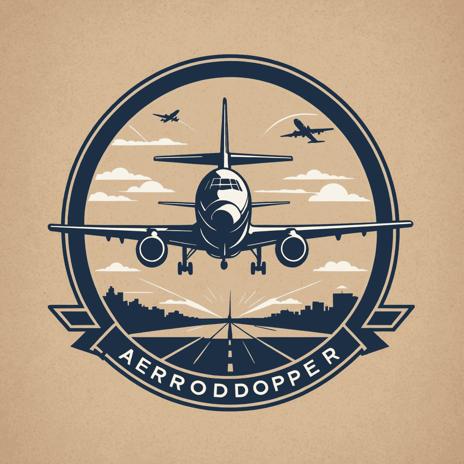 Aerodoper logo featuring a stylized airplane and runway